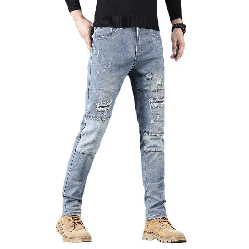 High-end Blue With Holes Jeans For Men - Nyaabs