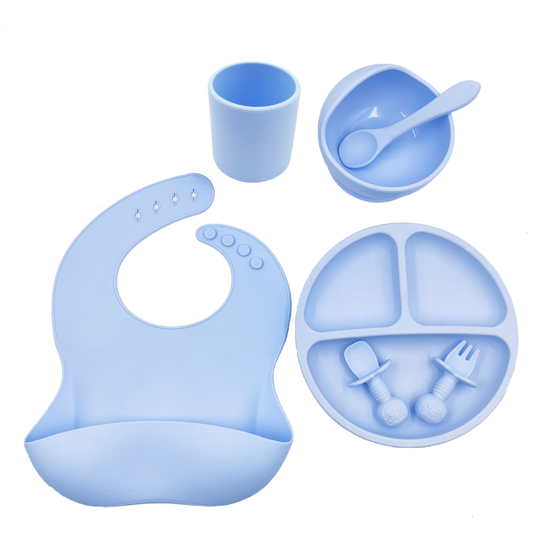 Baby Cutlery Set Silicone Bib Silicone Cup Spoon - Nyaabs