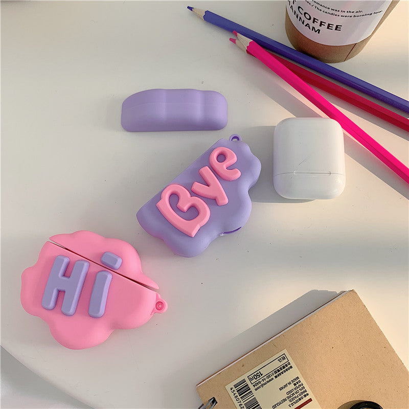 AirPod 2 Case 3D HI BYE Cloud Letter Cartoon Soft Silicone Wireless Earphone Cases For Apple Airpods Case Cute Cover - Nyaabs