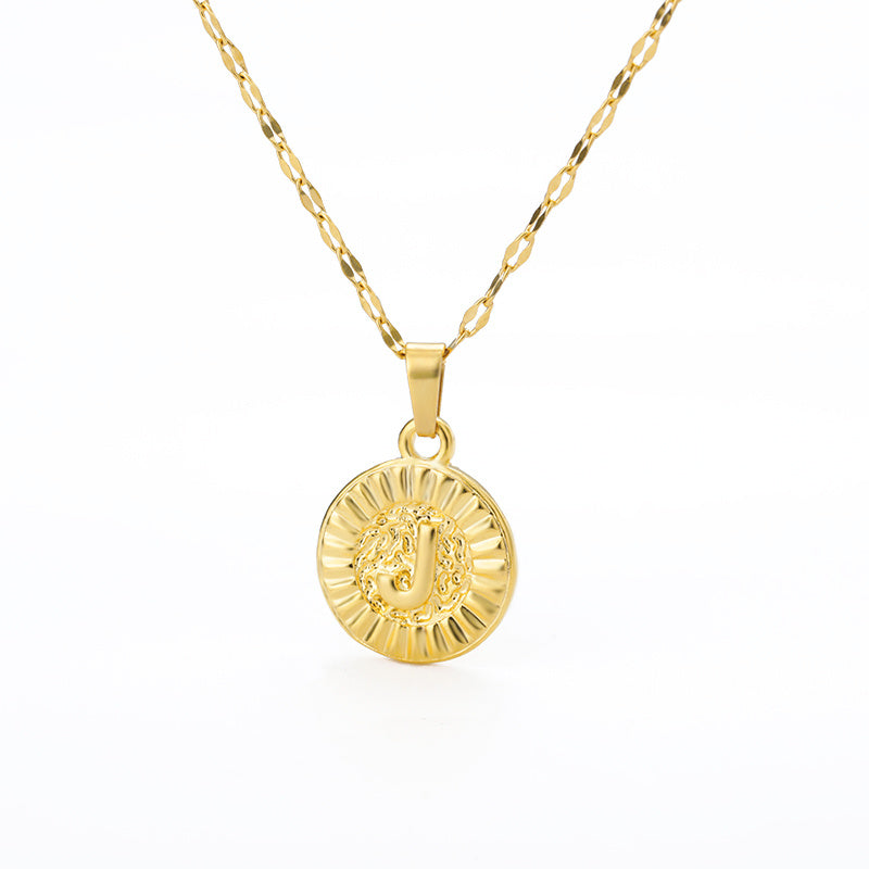 English Alphabet Disc Necklace Women And Men - Nyaabs