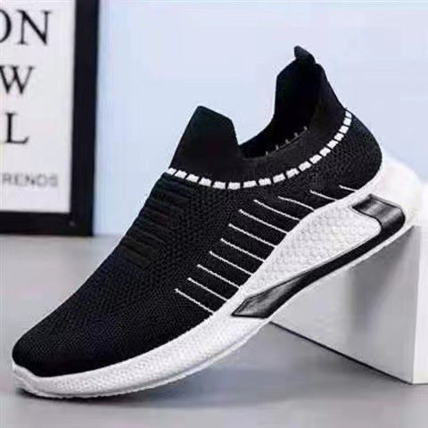 Fashion Mesh Sock Shoes With Striped Design Men Outdoor Breathable Slip-on Sneakers Csuale Lightweight Running Sports Shoes - Nyaabs