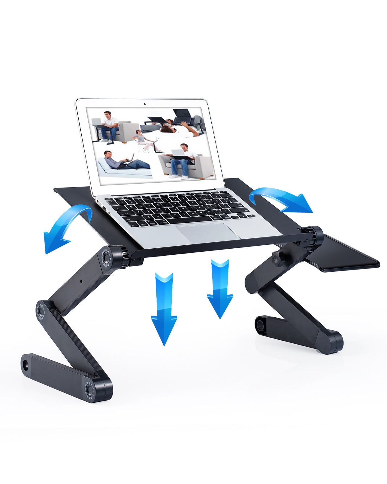 Adjustable Laptop Stand, RAINBEAN Laptop Desk with 2 CPU Cooling USB Fans for Bed Aluminum Lap Workstation Desk with Mouse Pad, Foldable Cook Book Stand Notebook Holder Sofa,Amazon Banned nyaabs.com