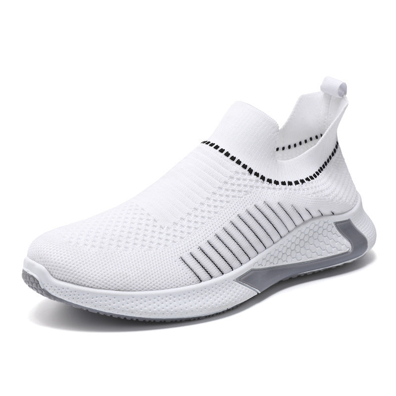 Fashion Mesh Sock Shoes With Striped Design Men Outdoor Breathable Slip-on Sneakers Csuale Lightweight Running Sports Shoes - Nyaabs