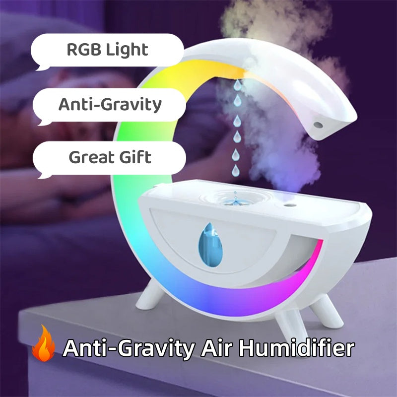 RGB Night Light Water Droplet Sprayer Anti-Gravity Air Humidifier 350ml Creative Home Office Mist Maker Diffuser Christmas Gift - Nyaabs