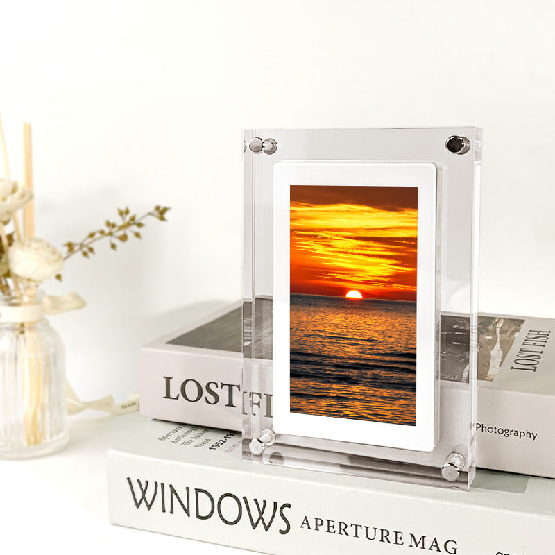 Digital Picture Frame Acrylic Video Player Digital Photo Frame Vertical Display With 1GB And Battery Type C Video Frame Gift For Loved - Nyaabs