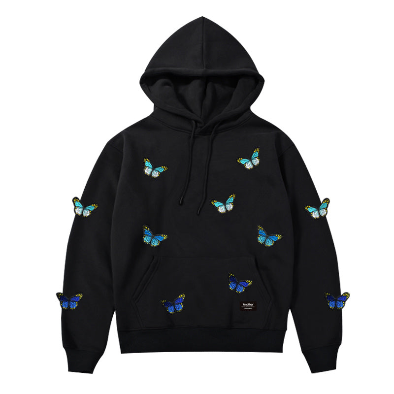 Gradient Butterfly Embroidered Hoodie For Men And Women - Nyaabs