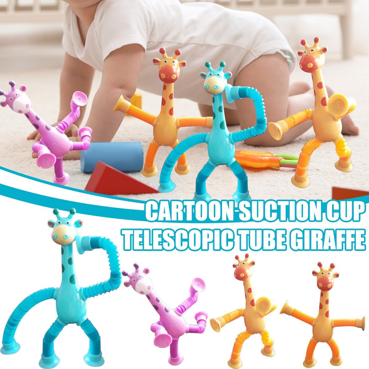 Giraffe Tubes Sensory Toys Novelty Spring Fidget Toy Stretch Tube Stress Relief Toy For Kid Birthday Gift Party Favors - Nyaabs