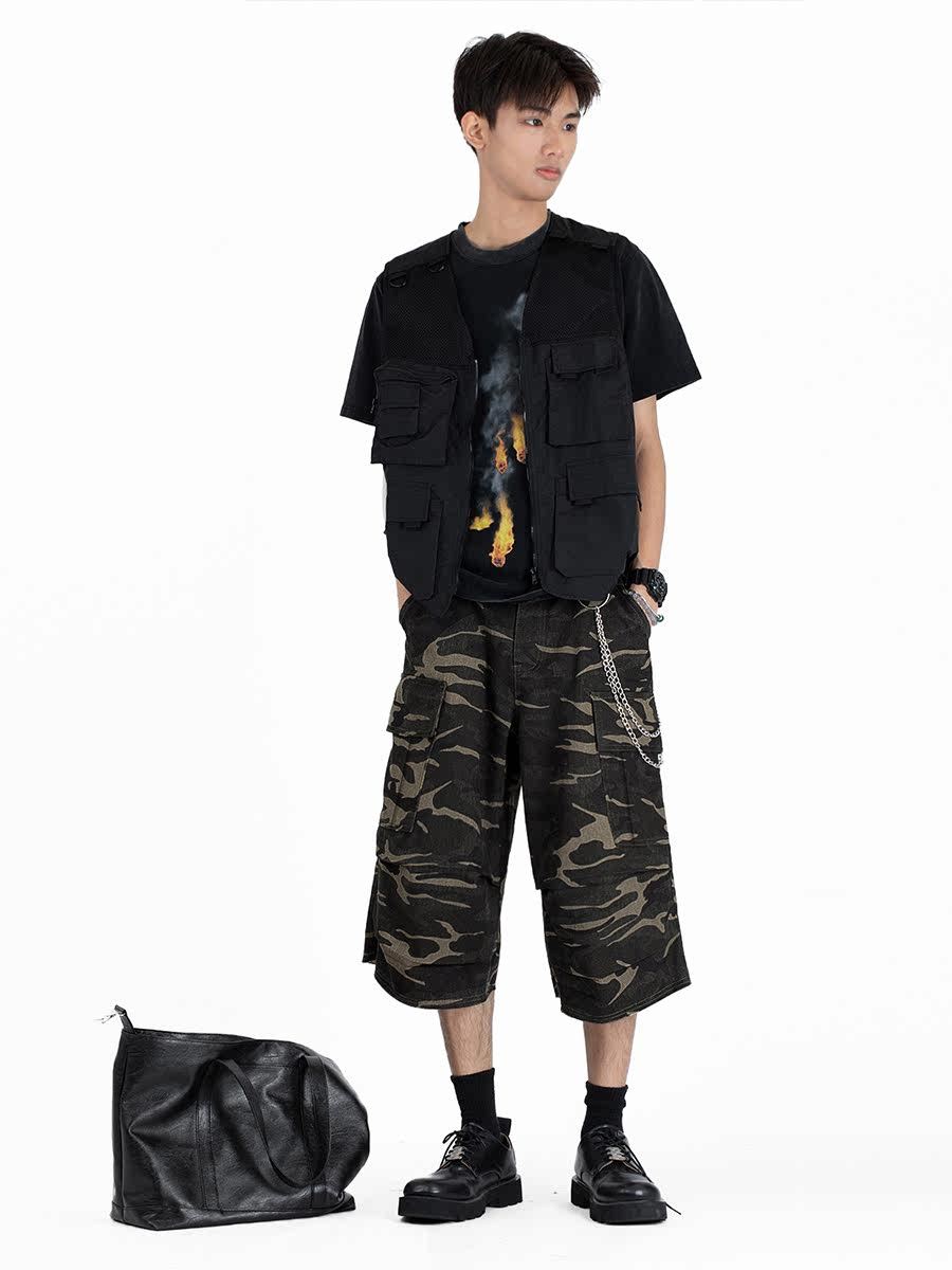 Camouflage Large Pocket American Street Men's Loose Casual Shorts - Nyaabs