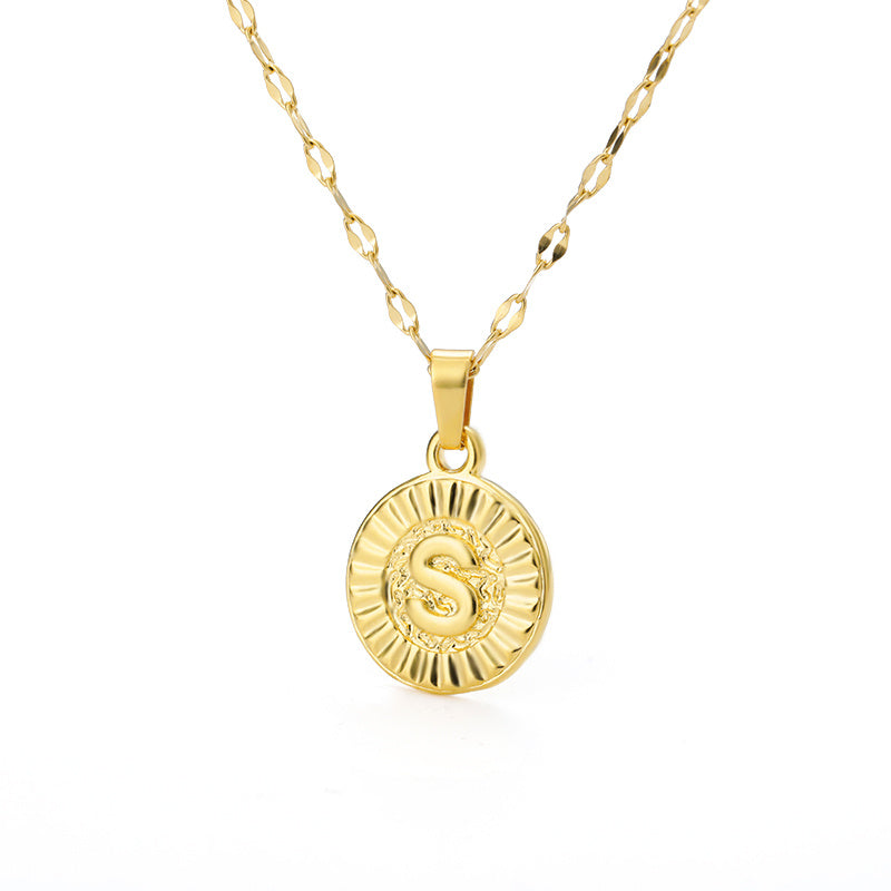 English Alphabet Disc Necklace Women And Men - Nyaabs