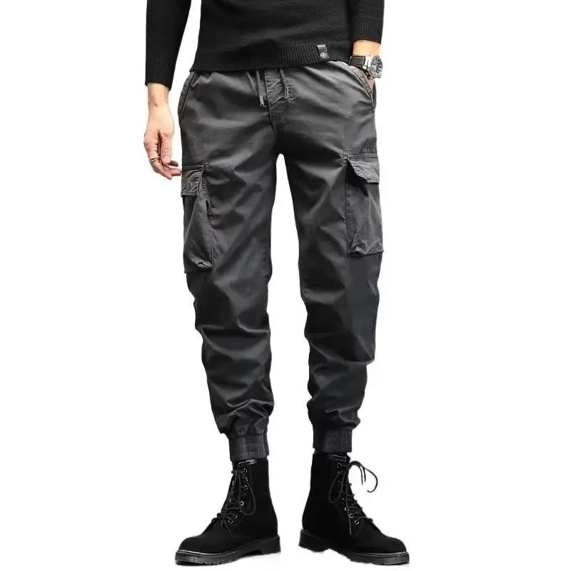 Men's Cropped Tooling Spring And Autumn Loose-fitting Casual Ankle-banded Trousers Multi-pocket - Nyaabs