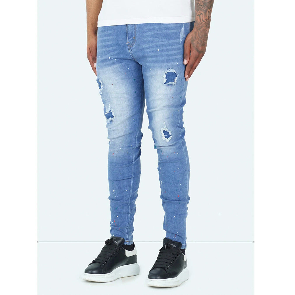 Fashion Trendy Splash-ink Skinny Men's Jeans - Nyaabs