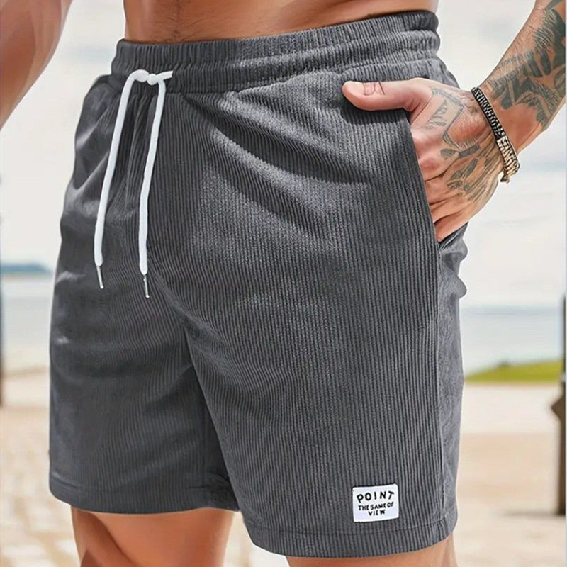 Lace-up Drawstring Shorts Summer Corduroy Sports Short Pants Mens Clothing - Nyaabs