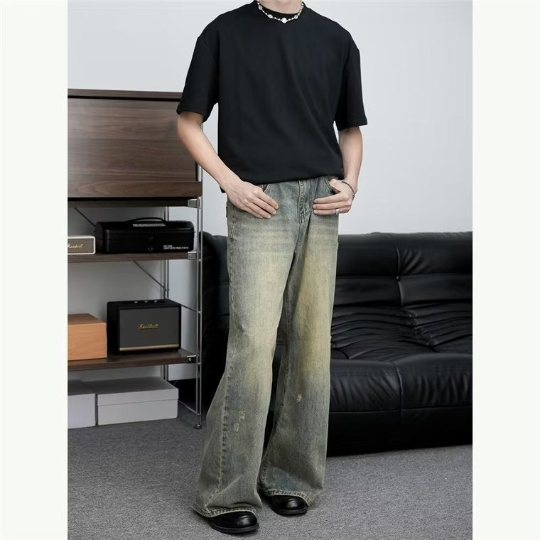 Loose All-match American Retro Distressed Wide-leg Jeans For Men - Nyaabs