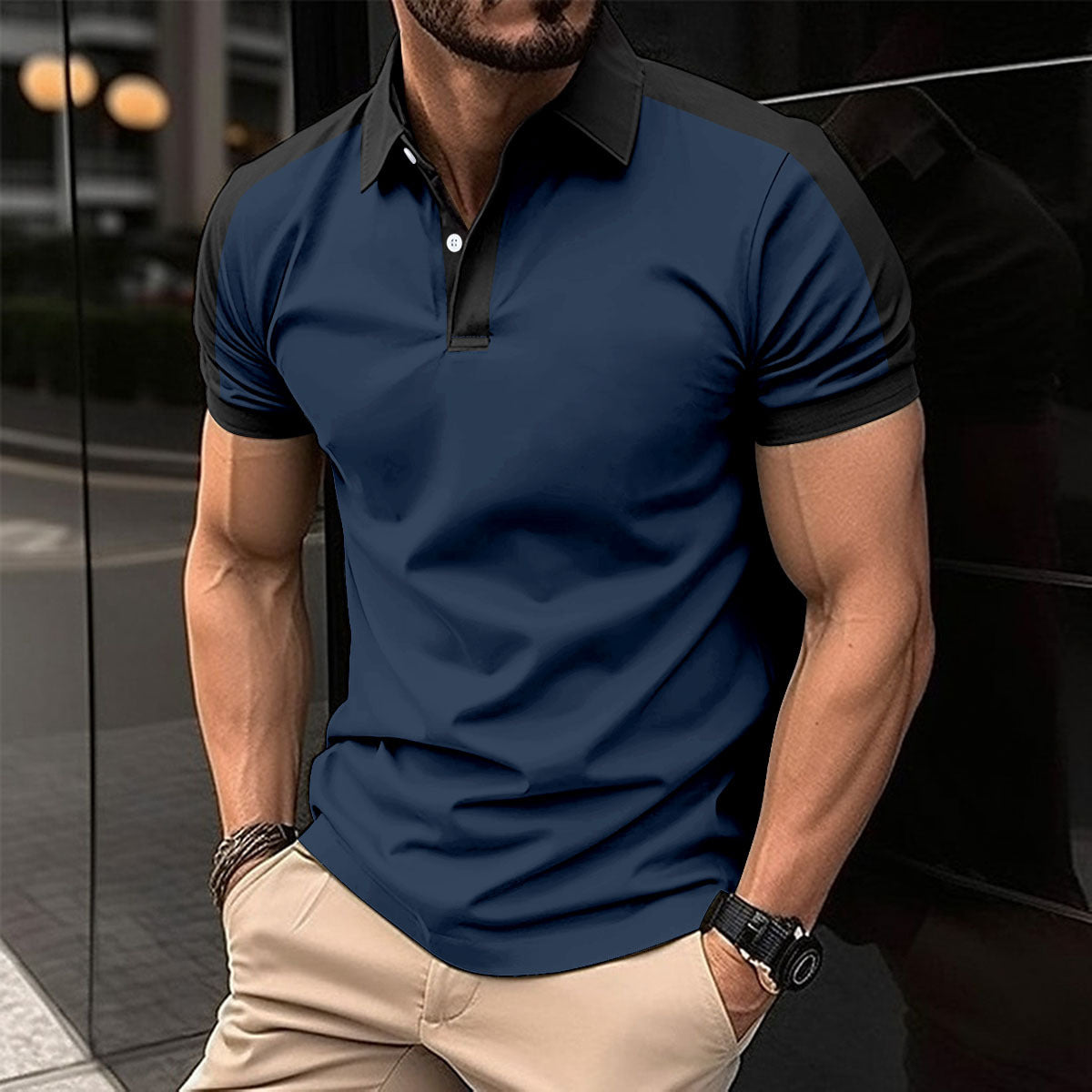 Men's Short Sleeve Business Shirt Summer Casual Polo Shirts - Nyaabs