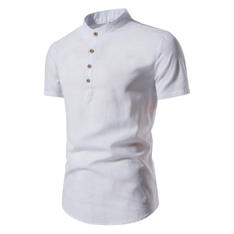 Cotton And Linen Half Open Men's Shirt - Nyaabs