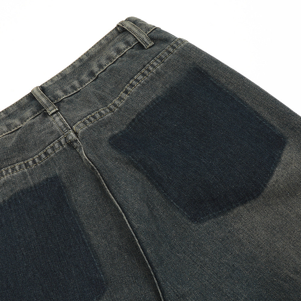 Washed And Worn Worn Out Denim Straight-leg Trousers Men's Punk - Nyaabs