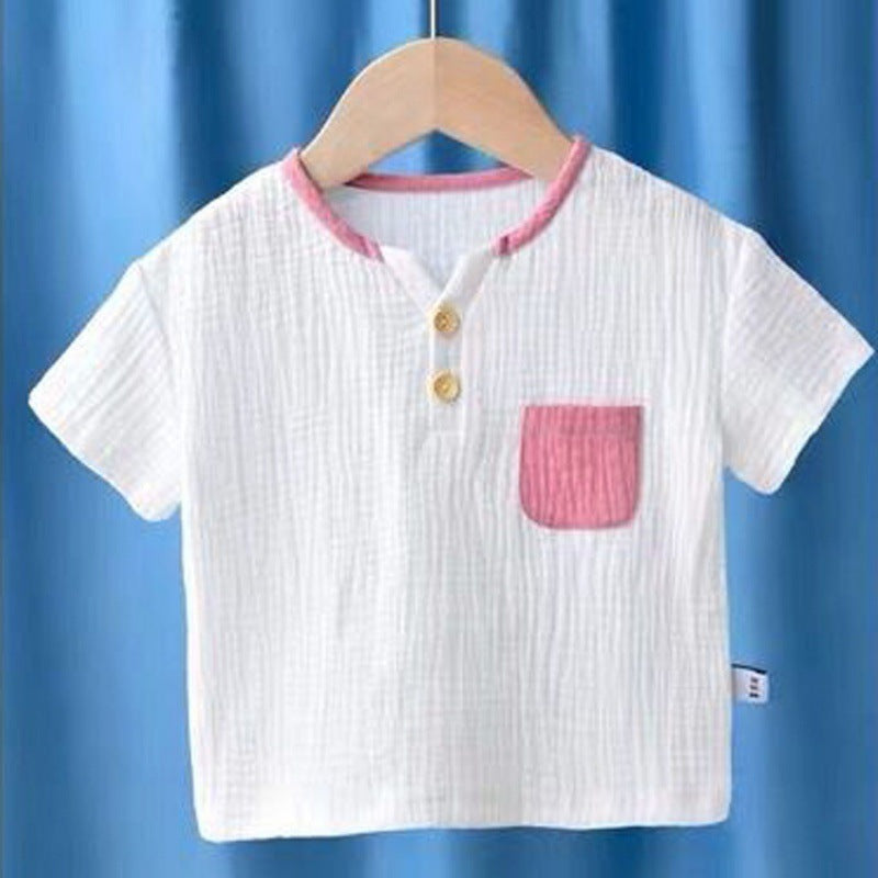 Children's Breathable Half Sleeve Cotton And Linen Top T-shirt - Nyaabs