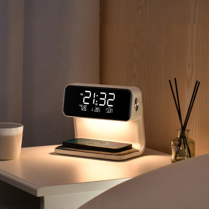 Creative 3 In 1 Bedside Lamp Wireless Charging LCD Screen Alarm Clock  Wireless Phone Charger nyaabs.com