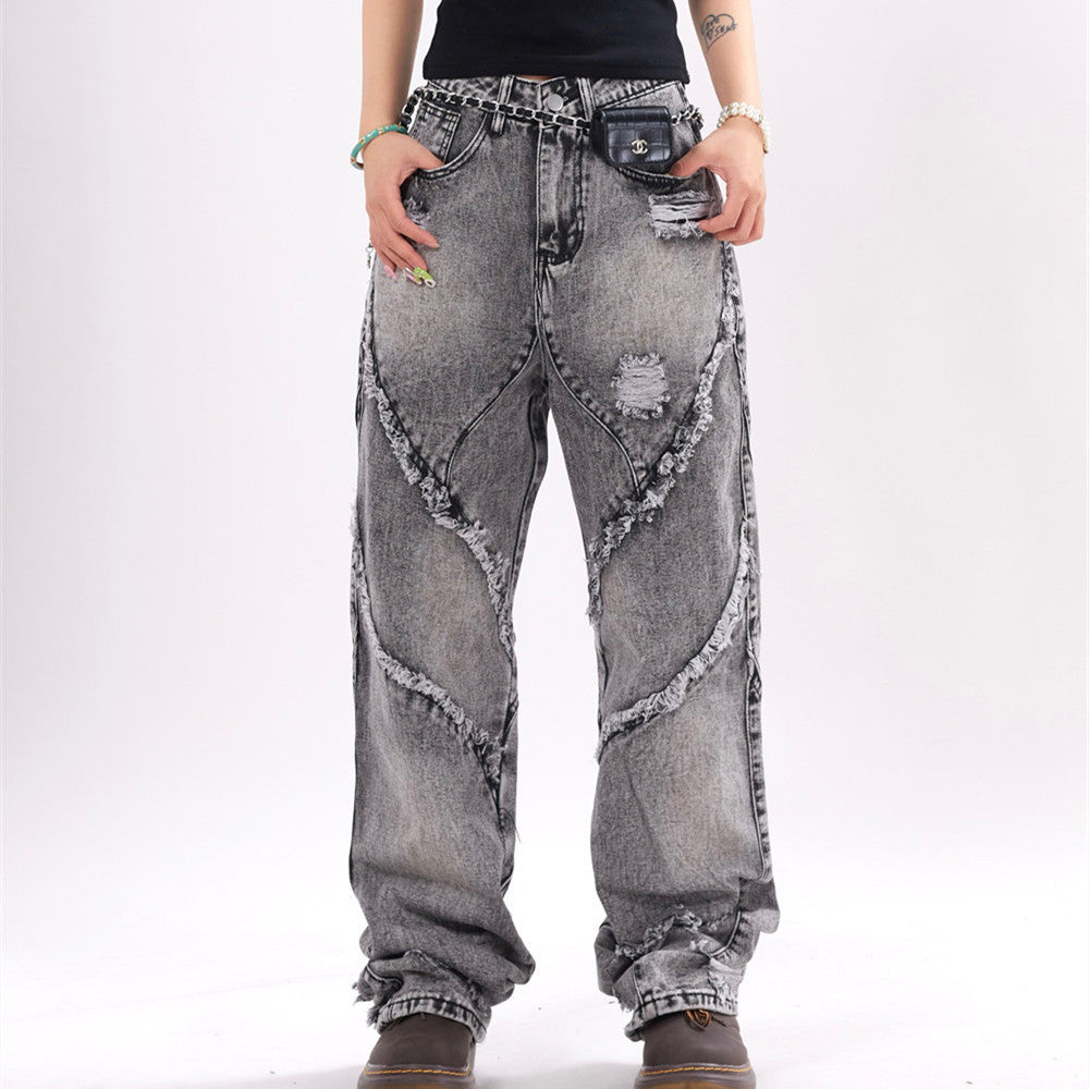 Heavy Industry Distressed Washed Jeans Male Irregular - Nyaabs