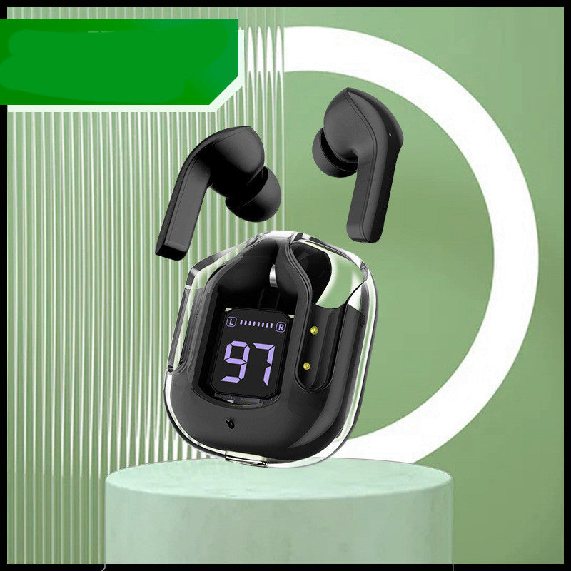 New Mini Transparent Wireless Bluetooth Headset Digital Display ENC Noise Reduction True Wireless Sports Music - Nyaabs