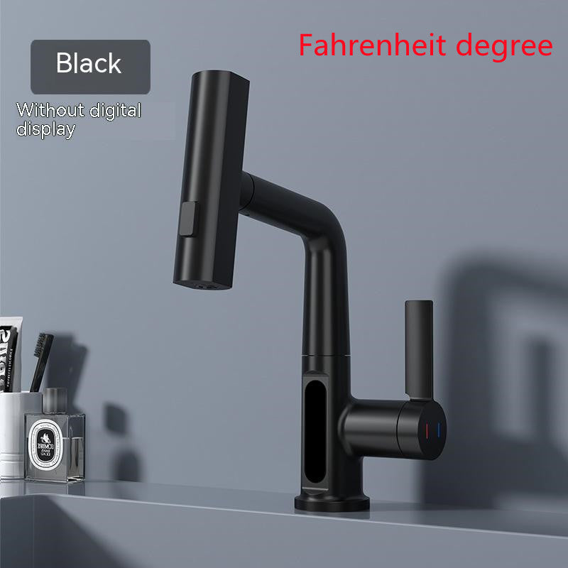 Intelligent Digital Display Faucet Pull-out Basin Faucet Temperature Digital Display Rotation nyaabs.com