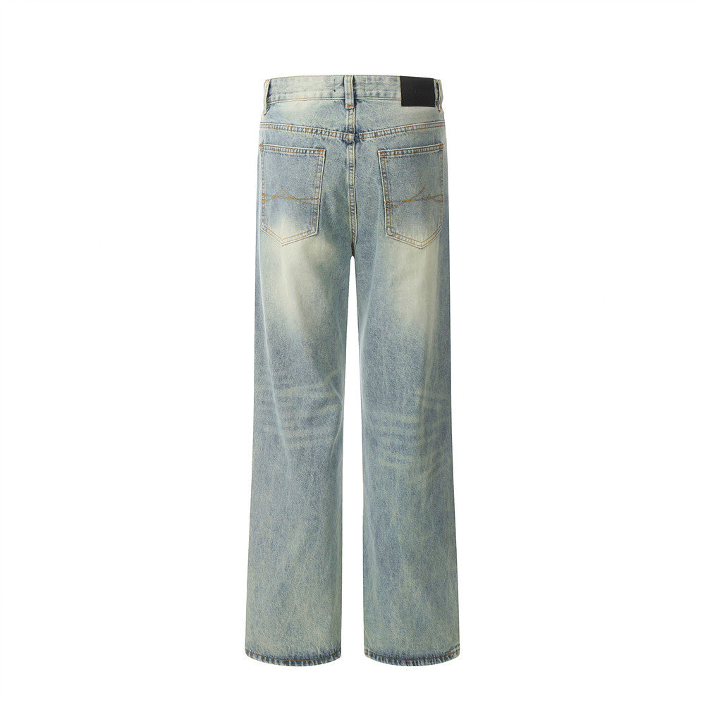 Retro Straight Jeans Men's Punk Distressed - Nyaabs