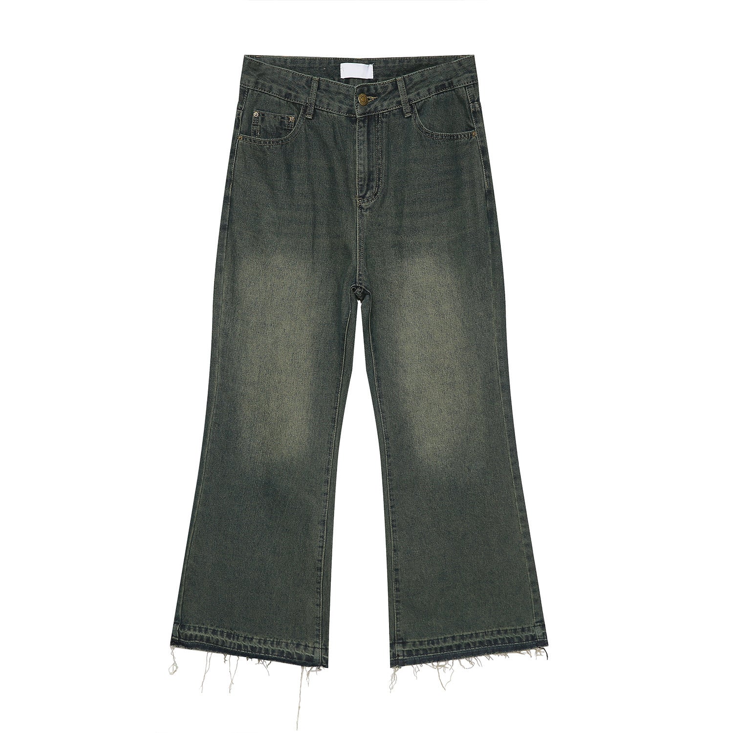 Vintage Distressed Hem Tassel Slightly Flared Jeans - Nyaabs