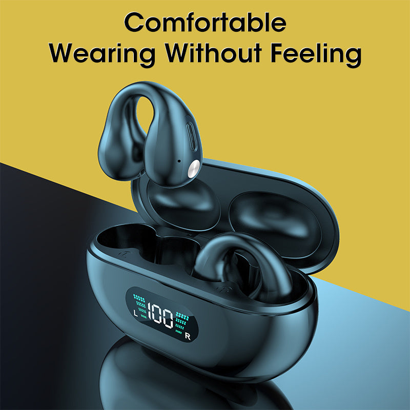 Bone Conduction Headphones TWS Earbuds Ear Clip Bluetooth 5.3 Touch Wireless Earphone In-Ear Bass HIFI Sports Headset - Nyaabs