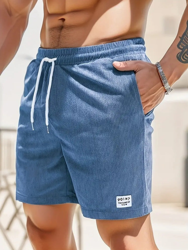 Lace-up Drawstring Shorts Summer Corduroy Sports Short Pants Mens Clothing - Nyaabs