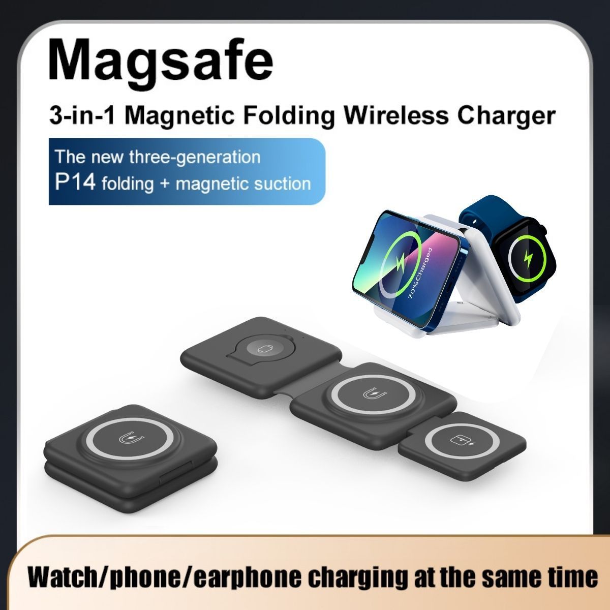 Folding Magnetic Suction Wireless Charger 3-in-1 - Nyaabs