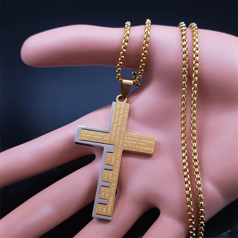 Stainless Steel Cross Shelf Necklace For Men - Nyaabs