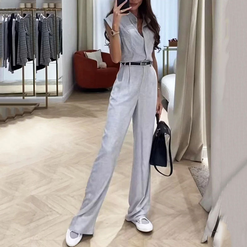 Summer New Fashion Sleeveless Top Loose Trousers Two-piece Set - Nyaabs