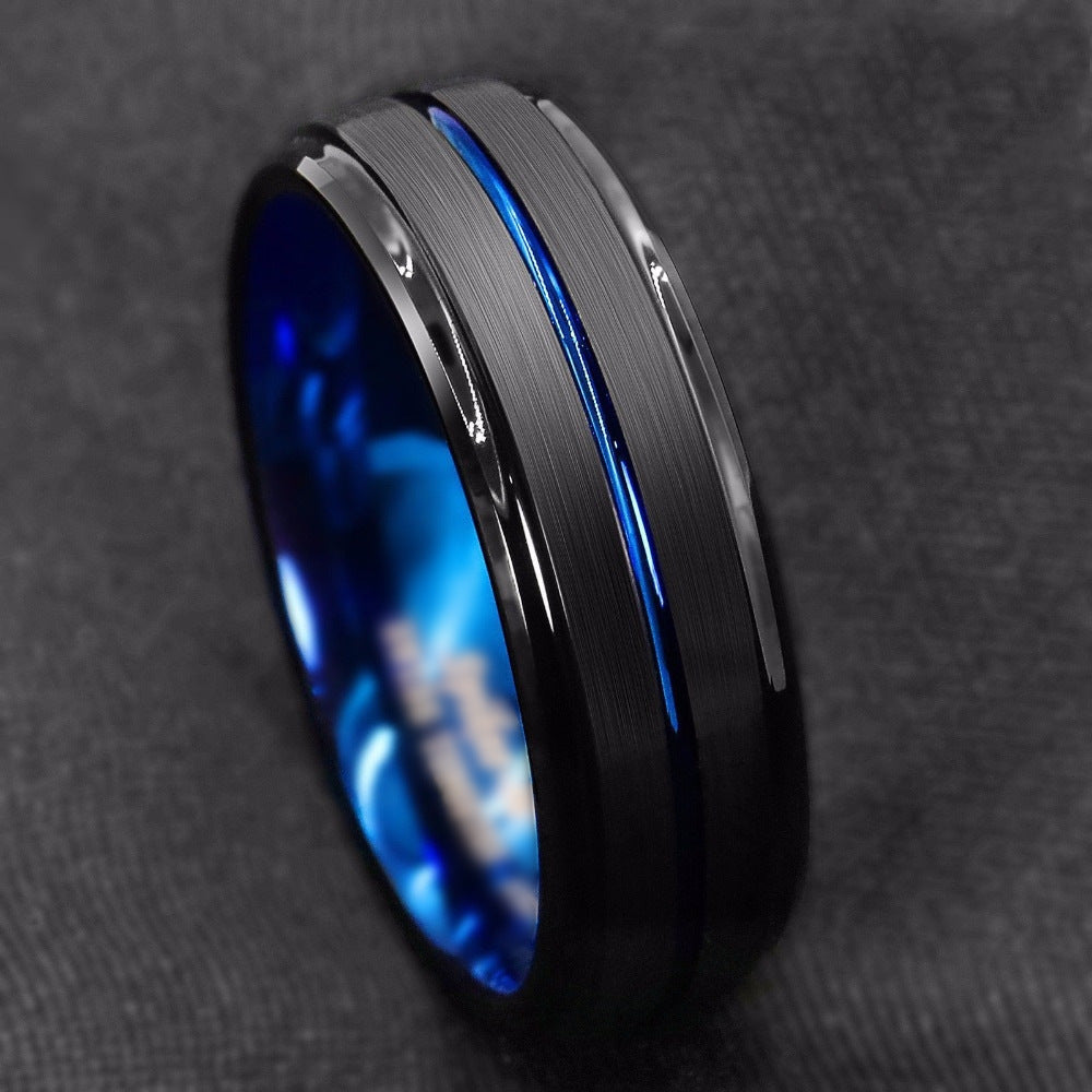 Stainless Steel Black Slotted Men Fashion Ring - Nyaabs