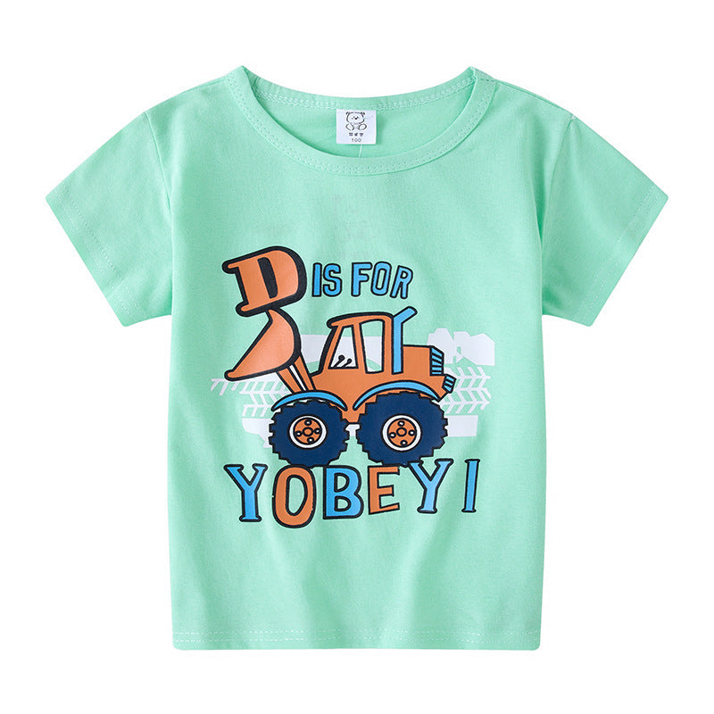 Children's Short Sleeve Boys And Girls T-shirt Cartoon Half Sleeve Top - Nyaabs