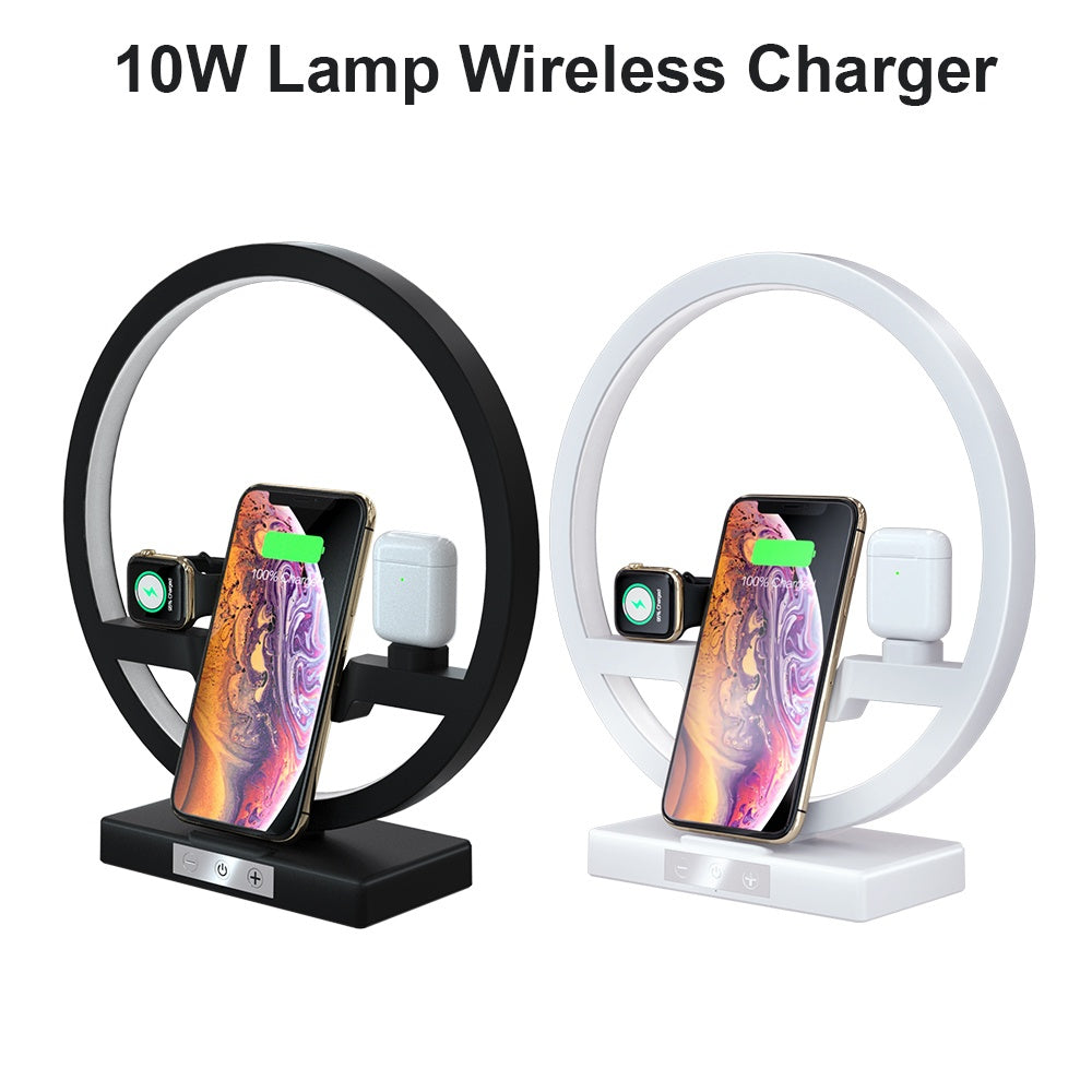 Wireless Charger Stand Table Lamp Touch Switch 10W Charger For Apple Watch Cell Phones Headphones nyaabs.com