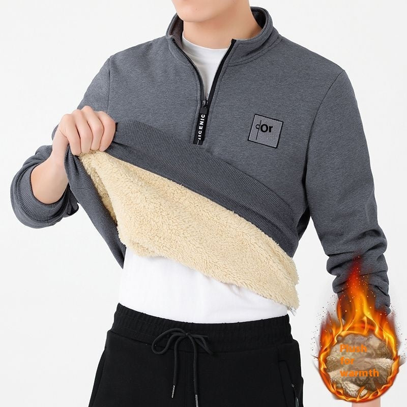 High Quality Fleece-lined Thick Lambskin Sweater Men - Nyaabs