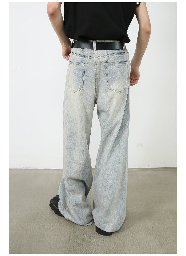 American Retro Washed Straight Jeans Men - Nyaabs