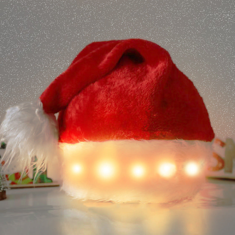 Christmas Hat LED Light Plush Children's Adult Christmas Decorations Christmas Supplies Luminous Santa Hat Home Decoracion - Nyaabs