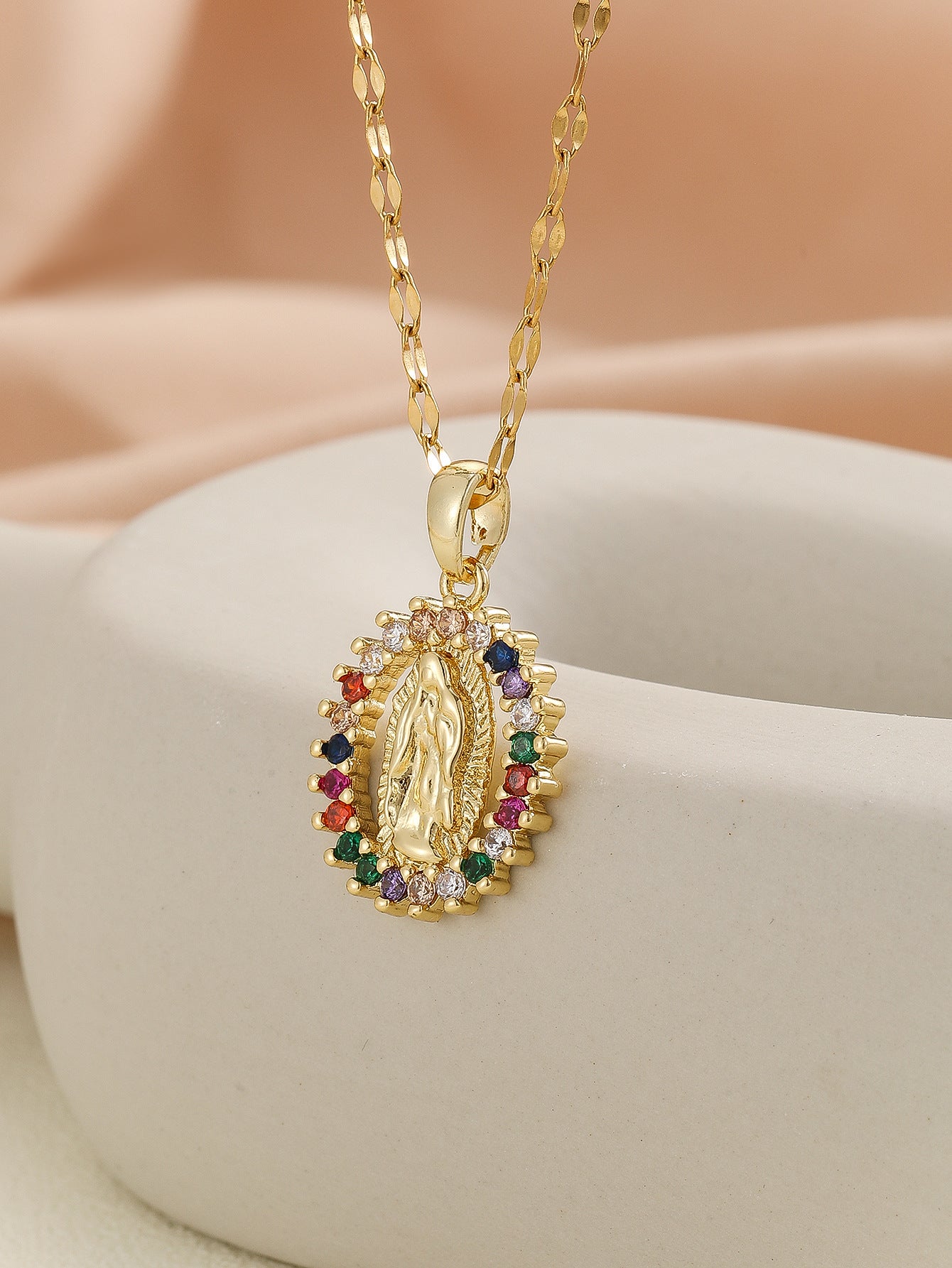 Personality Design Micro Inlaid Zircon Colorful Fashion Necklace - Nyaabs