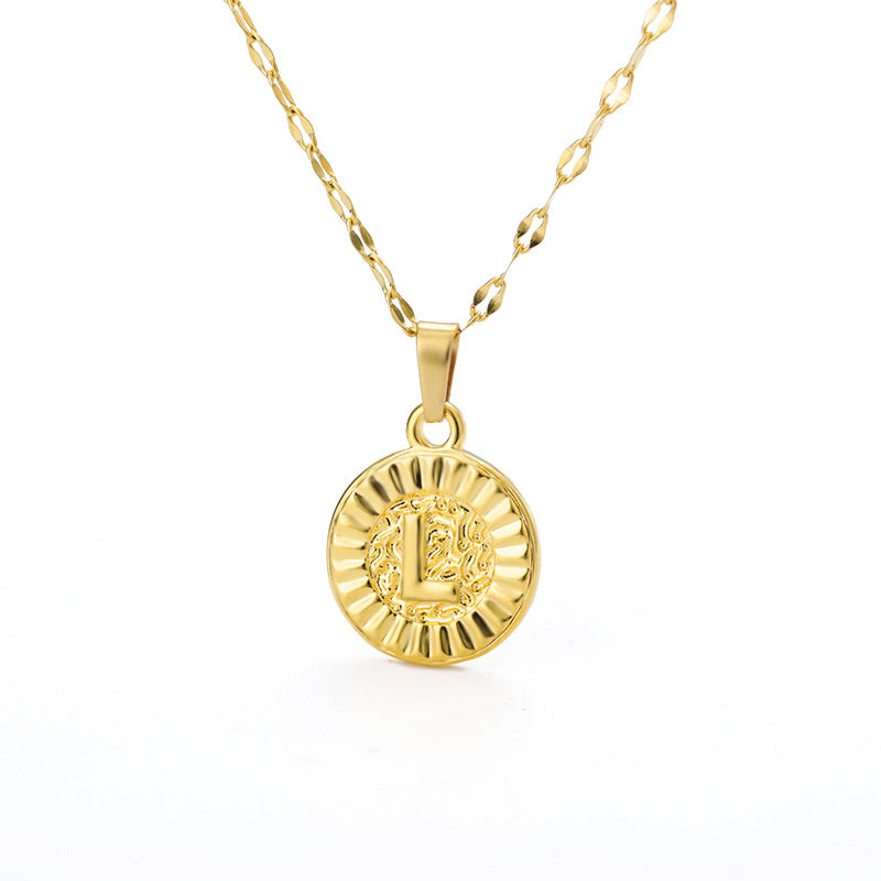 English Alphabet Disc Necklace Women And Men - Nyaabs