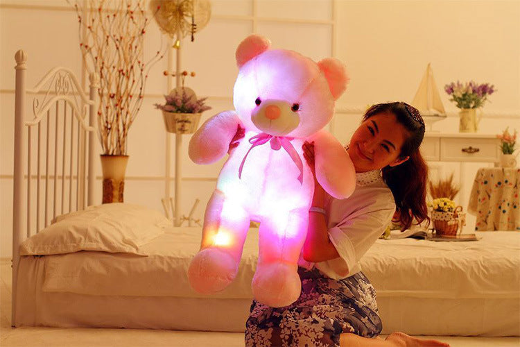 Creative Light Up LED Teddy Bear Stuffed Animals Plush Toy Colorful Glowing Christmas Gift For Kids Pillow - Nyaabs