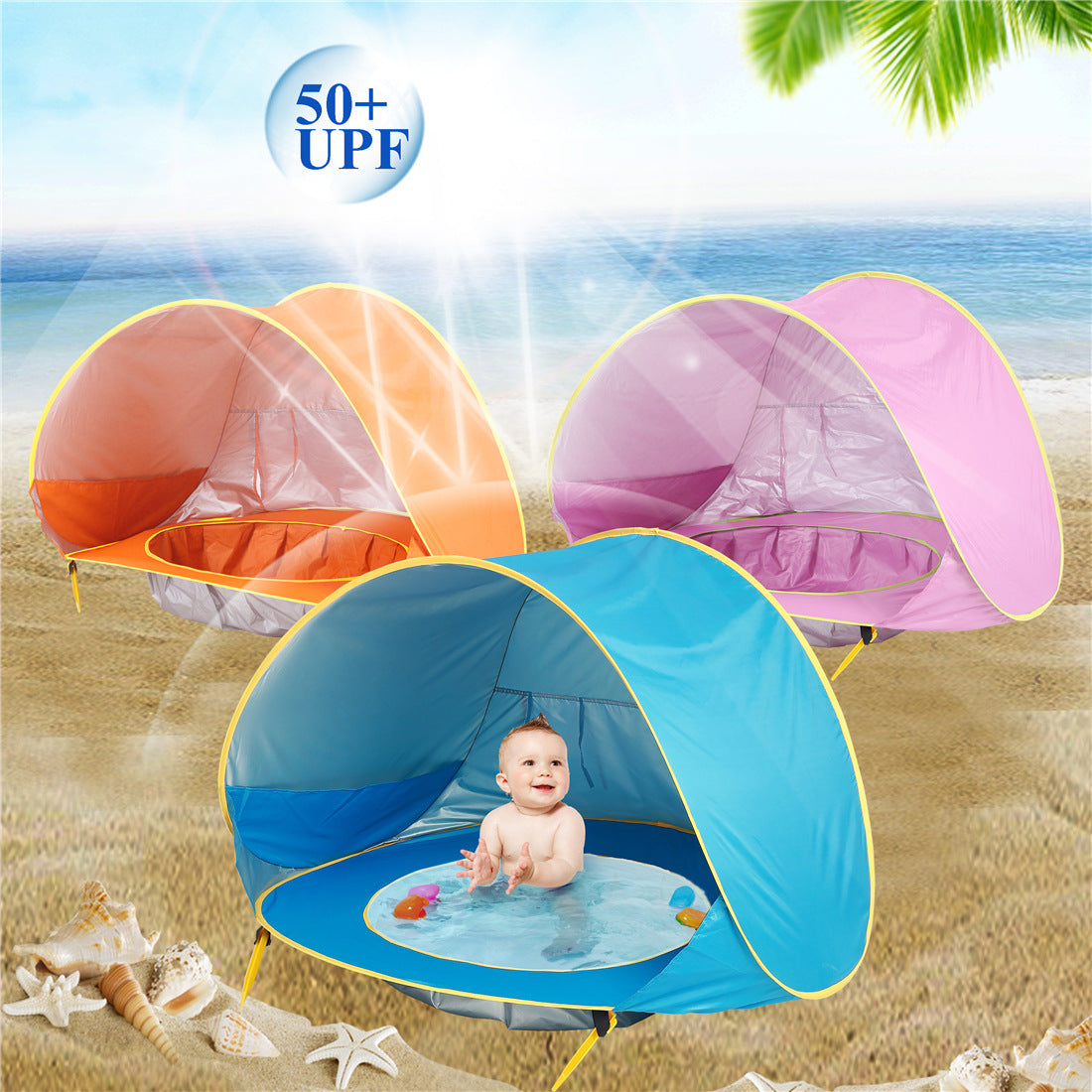 Baby Beach Tent Kids Outdoor Camping Easy Fold Up Waterproof  Up Sun Awning Tent UV-protecting - Nyaabs