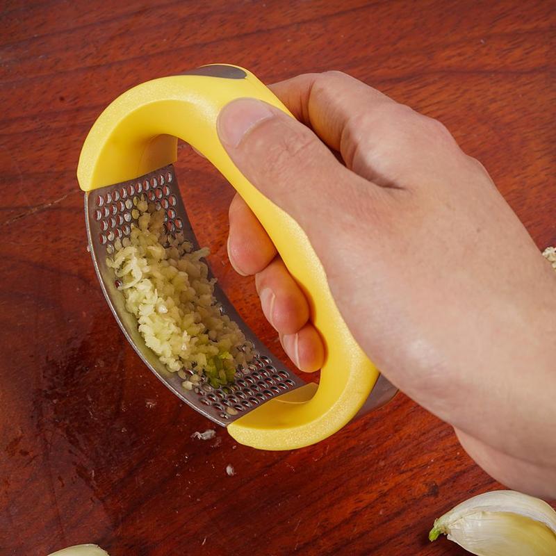 Stainless Steel Garlic Masher Garlic Press Household Manual Curve Fruit Vegetable Tools Kitchen Gadgets nyaabs.com