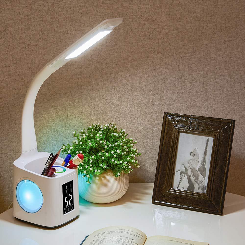 Study LED Desk Lamp USB Charging Port&Screen&Calendar&Colors Night Light Kids Dimmable Table Lamp With Pen Hold nyaabs.com