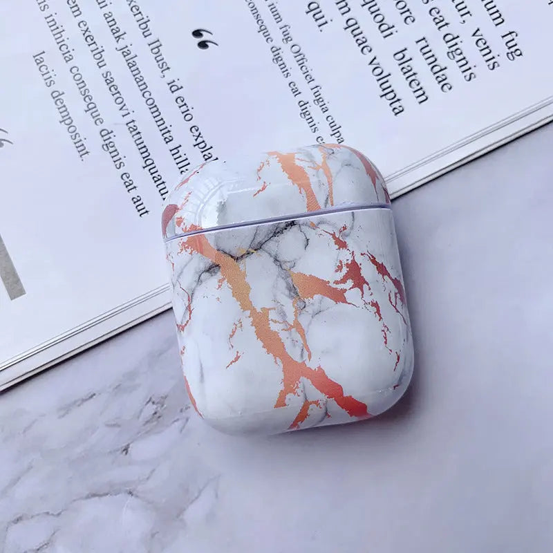 Compatible with Apple, White Marble Case for Airpods Earphone Case - Nyaabs