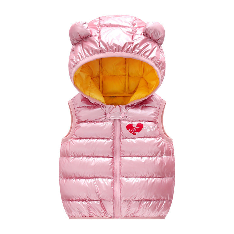 Children Warm Down Vest Autumn Baby Boys Girls Sleeveless Waistcoat Kids Outerwear Vests Children Hooded Jackets - Nyaabs