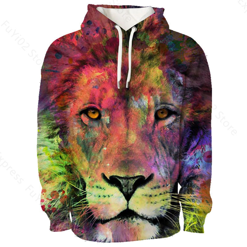 Animal 3d Wolf Pattern Hoodie Men And Women Sports Casual Wear - Nyaabs