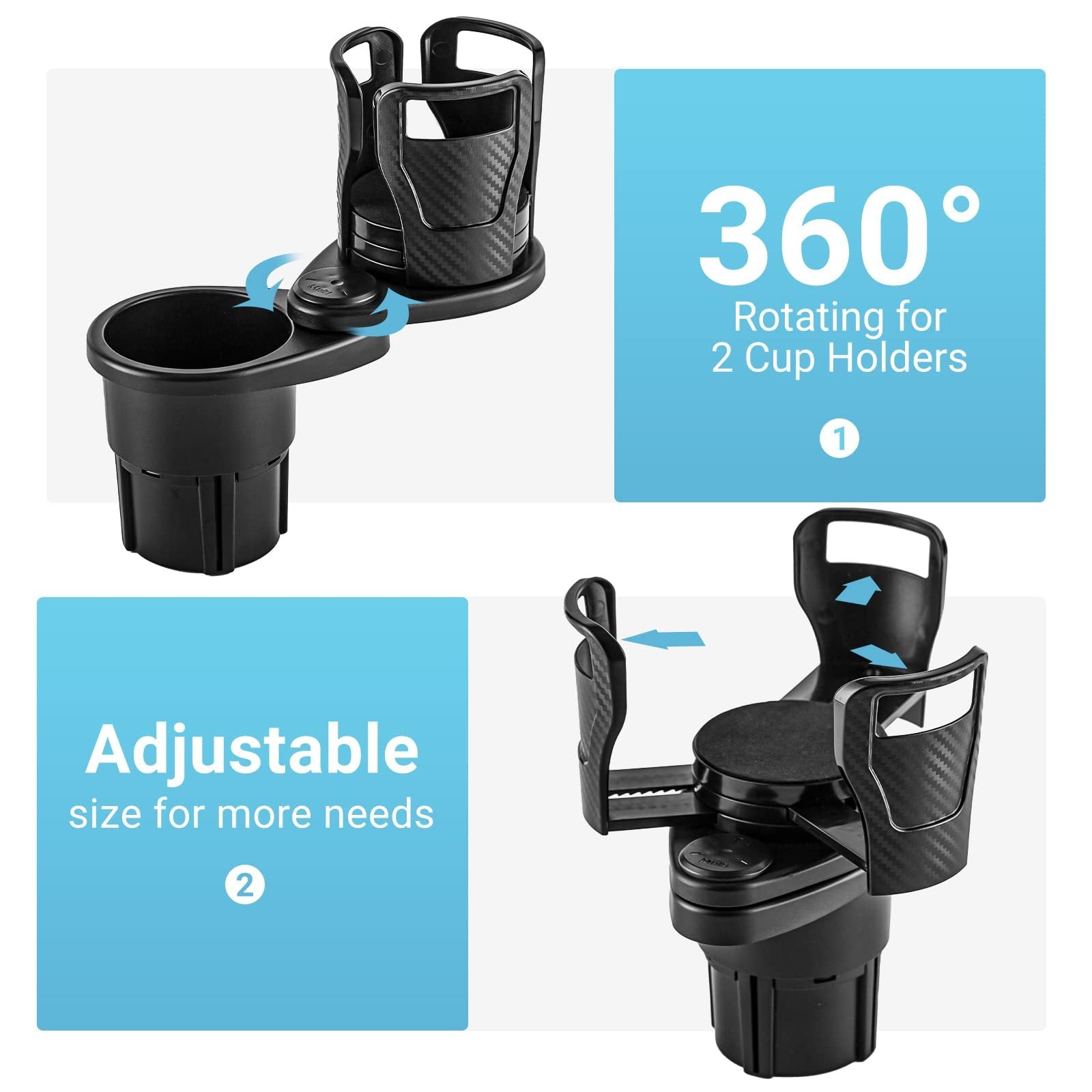 Car Drinking Bottle Holder 360 Degrees Rotatable Water Cup Holder Sunglasses Phone Organizer Storage Car Interior Accessories - Nyaabs