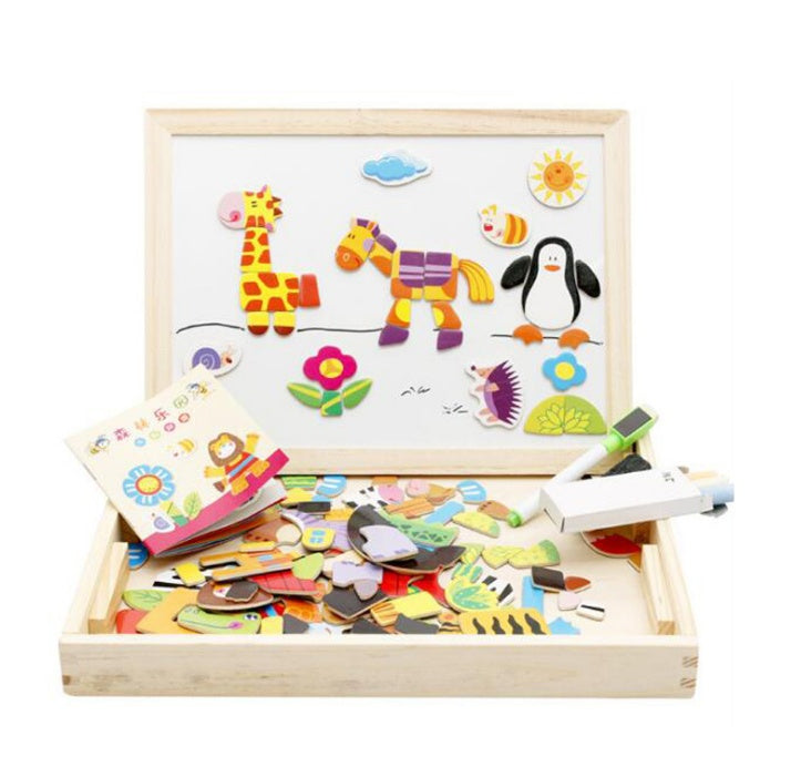 Multifunctional Magnetic Kids Puzzle Drawing Board Educational Toys Learning Wooden Puzzles Toys For Children Gift - Nyaabs