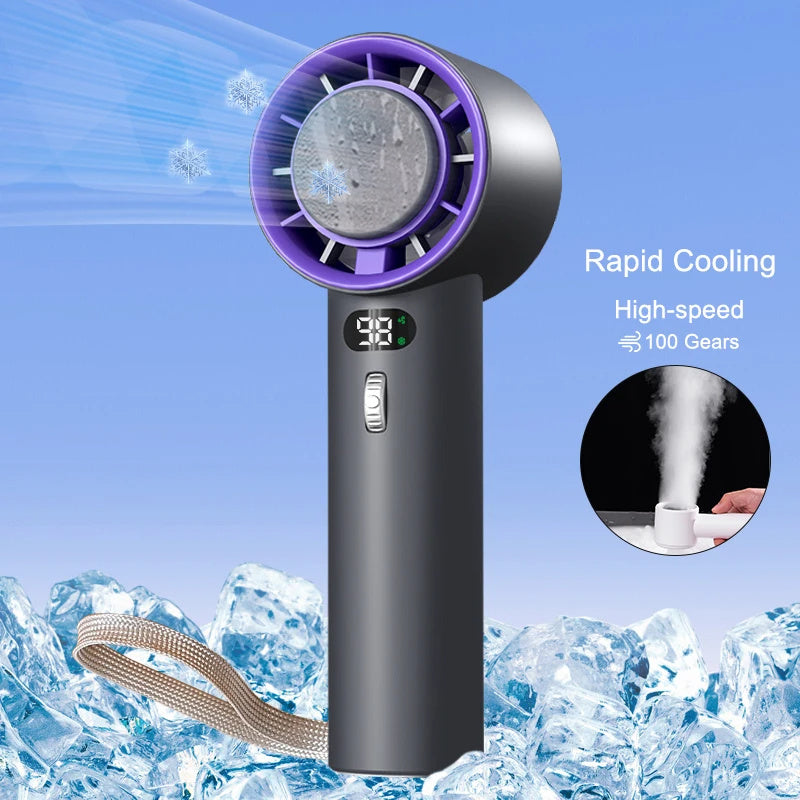 Portable Handheld Turbo Fan Cooling Semiconductor Refrigeration 3000mAh Battery Wind Speeds Adjustable Mini Personal Fan - Nyaabs